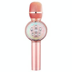 Microphone Bluetooth 5.0 Sans Fil Avec Lumières Colorées Et Basses Puissantes Rose YONIS