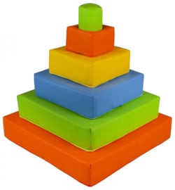 Pyramide - lot de 6 gros blocs bleu, rose, gris, turquoise - Velinda
