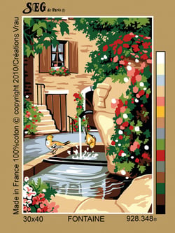 Canevas antique La fontaine 30x40cm