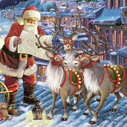 Lot de 4 serviettes en papier découpage collage 33 cm PERE NOEL RENNE