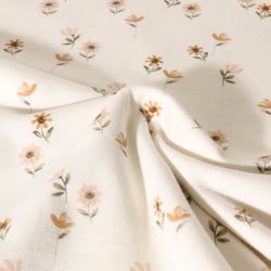 Tissu Jersey Coton imprimé digital Poppy Petites fleurs Poema sur fond Ecru
