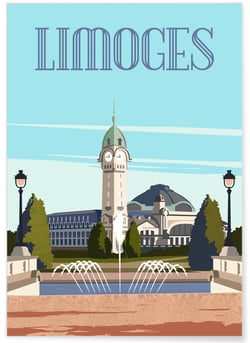 Affiche ville Limoges 3 | A3 : 29,7x42cm