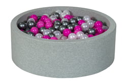 Piscine à balles Aire de jeu + 450 balles perle, rose, argent - Velinda