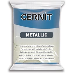 Pâte polymère - Opaque - A cuire - Pâte à modeler - Bleu - Bloc de 56g - Cernit - Metallic