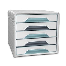 Bloc de classement 5 tiroirs standards Smoove Vert d'eau et gris - CEP