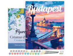Peinture par Numéro Figured'Art avec Cadre - Affiche de voyage Budapest - Kit de Loisir Créatif DIY Numéro d'Art Complet - 40x50cm toile tendue sur châssis