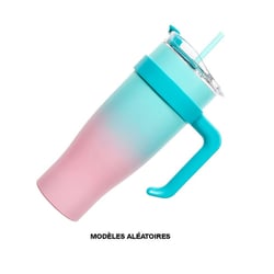 Mug de transport - XXL - 1,2L - Isotherme - Modèle aléatoire - Paille intégrée