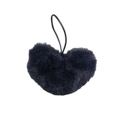 Pompon fourrure artificielle cœur 45x 65mm bleu marine