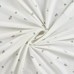 Tissus Jersey Coton imprimé Fleurs Lilou sur fond Blanc cassé