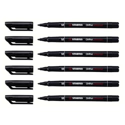 Lot de 6 stylos-feutres permanents pointe moyenne 1 mm - STABILO - Noir