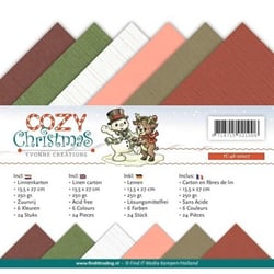 24 cartons en fibres de lin 13,5 x 27 cm cm Yvonne Créations COZY CHRISTMAS