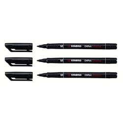 Lot de 3 stylos-feutres permanents pointe moyenne - STABILO - OHPen universal - Noir