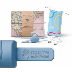Pack Lampe + câble + pochette microfibre + housse livre - Bleu - Message Pour Toi Maman - Lizia