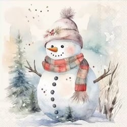 4 serviettes en papier découpage collage 33 cm BONHOMME DE NEIGE NOEL N 500