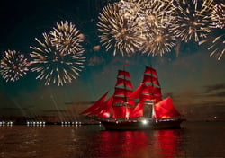 Puzzle 500 pièces - Fireworks around a Sailboat - Bluebird Puzzle