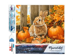 Diamond Painting Broderie Diamant Figured’Art 40x50cm toile entière roulée avec diamants carrés - Lapin et citrouilles