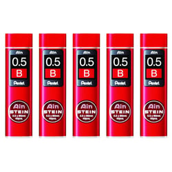 Mine de rechange Pentel Hi-Polymer - 0,5 mm - Dureté B - Lot de 5 étuis de 40 mines