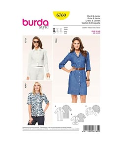 Patron Burda 6760 Robe et veste du 36 au 48 taille n°FR 36-48