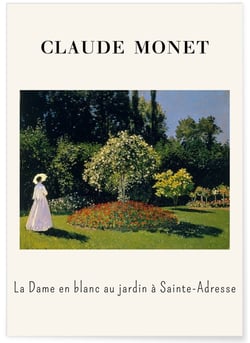 Affiche Claude Monet - La Dame en blanc au jardin à Sainte-Adresse | A3 : 29,7x42cm