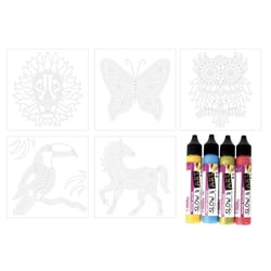 SACHET DE 4 CRAYONS SLOW et ART + 5 CARTES ANIMAUX BLANC