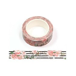 Washi masking Tape ruban adhésif scrapbooking décoration 1,5 x 9 m ROSE PAPILLON DORURE