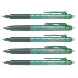 Lot de 5 Stylos Roller Rétractables Frixion Ball Clicker Pointe Fine Vert