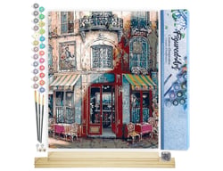 Peinture par Numéro Figured'Art - Le petit Bistro Vintage - Kit de Loisir Créatif DIY Numéro d'Art Complet - 40x50cm toile roulée + châssis en bois à monter