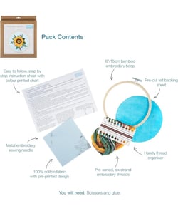 Kit de Broderie "Sunflower" avec Cercle en Bois de 15 cm – Trimits 61 Sunflower