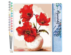 Peinture par Numéro Figured'Art - Jolis Coquelicots - Kit de Loisir Créatif DIY Numéro d'Art Complet - 40x50cm sans châssis en bois