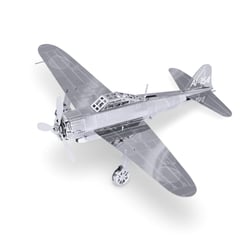 MetalEarth Aviation: MITSUBISHI ZERO 12.5x10x2cm, maquette 3D en métal avec 1 feuille, sur carte 12x17cm, 14+