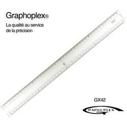 Graphoplex - Règle transparente 2 biseaux + bosselage 40 cm