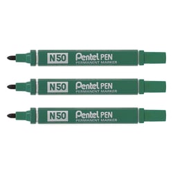 Lot de 3 marqueurs permanents - PENTEL - Pointe ogive 2 mm - Vert