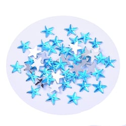 30 Perles cabochon étoile strass bleu 10 mm acrylique à coller - dos argenté - création diy