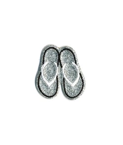 Ecussons Thermocollant Tongs Paillettés 4 x 3 cm - Mediac 06 argent