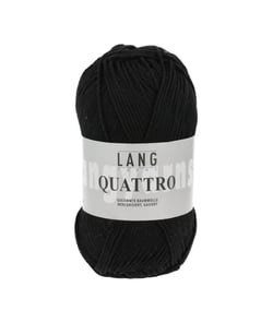 Fil à tricoter 100% coton QUATTRO - Lang Yarns 04 Noir