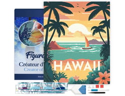 Diamond Painting Broderie Diamant Figured’Art 40x50cm toile tendue sur châssis en bois - diamants carrés - Affiche Poster Hawaii