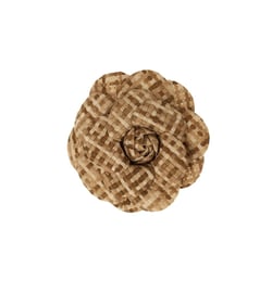 Broche fleur carreaux 7,5cm beige