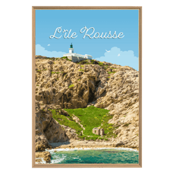 Tableau mural encadré illustration île Rousse 65x97 cm