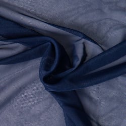 Tissu Tulle extensible d'habillement uni Bleu marine