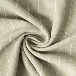 Tissu Polyviscose Lin lavé Clémence fines rayures Blanc sur fond Vert amande