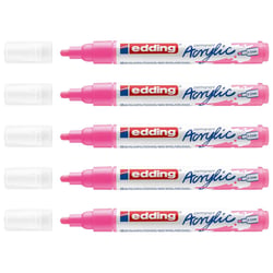 Lot de 5 marqueurs peinture acrylique pointe moyenne 2-3 mm - EDDING - Rose fluorescent