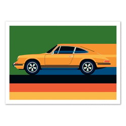 Affiche 30x40 cm - Orange vintage sports car - Bo Lundberg