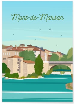 Affiche ville Mont-de-Marsan | A3 : 29,7x42cm