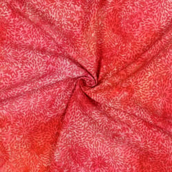 Tissu Batik de Viscose floral lumineux sur fond Rose corail
