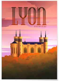 Affiche ville Lyon Fourvière 2 | A3 : 29,7x42cm