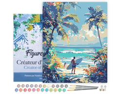 Peinture par Numéro Figured'Art avec Cadre - Journée ensoleillée à la plage - Kit de Loisir Créatif DIY Numéro d'Art Complet - 40x50cm toile tendue sur châssis