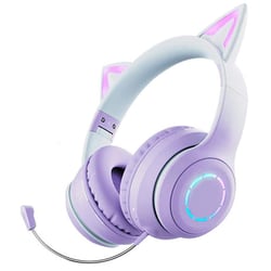 Casque Audio Sans Fil Oreilles De Chat RGB Pour Gaming Et Musique Violet 2 YONIS