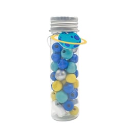 MégaCréa DIY - Tube perles en bois Planète 0,9 à 1,8 cm 15 g