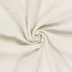 Tissu Jacquard maille lourde Chloé Fleuris sur fond Blanc cassé