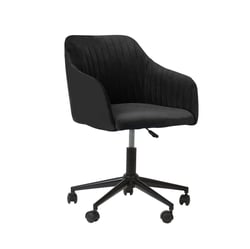 Chaise à Roulettes en Velours Noir sur Pied Chromé Réglable avec Accoudoirs Tendance et Design Vintage et Glamour pour Coin Bureau Beliani